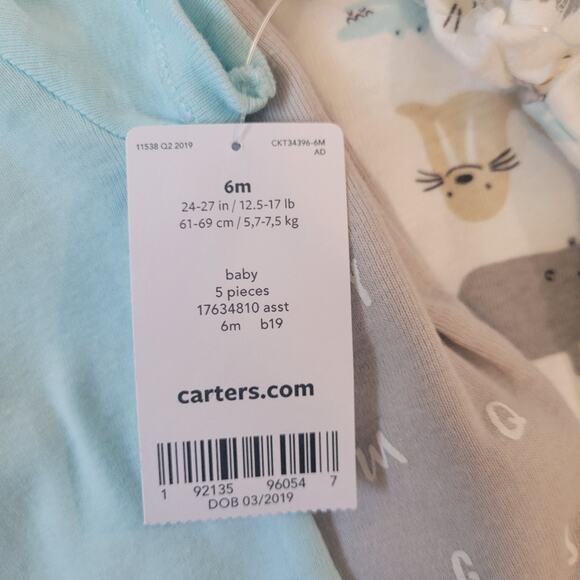 Carter's Baby Set of 5 Onesies Alphabet and Animal Theme Size 6 Months NWT - - - Picture 9 of 10